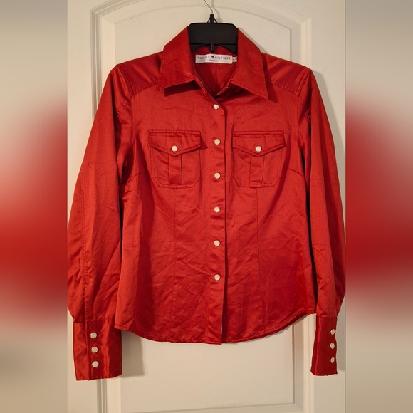 Tommy Hilfiger Tops - Tommy hilfiger jeans womens blouse small polyester boho casual bussines office